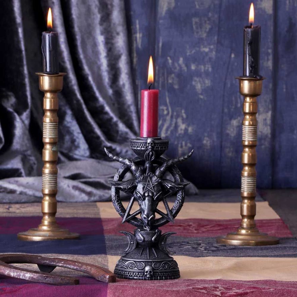 Nemesis Now - Light of Baphomet Bougeoir - Gris